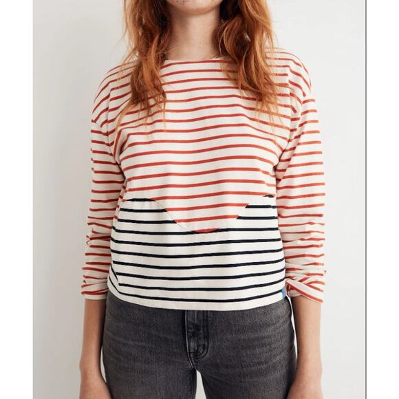 Kule Wavemade Stripe Organic Cotton Long Sleeve Tee Poppy, S - Picture 2 of 12